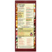 A burgundy Menu Solutions menu board on a table in a restaurant.