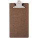 A dark brown Menu Solutions clipboard with a silver metal clip.