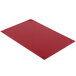 A burgundy rectangular Menu Solutions menu board with corner tape.