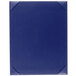 A blue rectangular menu board with corners.