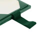 A green Menu Solutions table tent with picture corners.