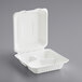 EcoChoice 8" x 8" x 3" Compostable Sugarcane / Bagasse 3 Compartment Takeout Box - 50/Pack Main Thumbnail 4