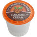 A box of 12 Caffe de Aroma Caramel Cream coffee single serve cups on a white background.