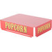 A white and red Paragon popcorn box top cover with yellow text.