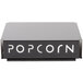 A black box with the word "popcorn" in white text.