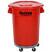Continental Huskee 32 Gallon Red Round Trash Can, Lid, and Dolly Kit Main Thumbnail 2