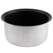 A stainless steel Proctor Silex replacement pot with a black lid.