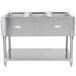 An Advance Tabco stainless steel electric steam table with three compartments on a counter.