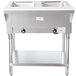 A large stainless steel Advance Tabco electric hot food table with two sealed wells on a counter.