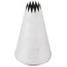 An Ateco 864 French star piping tip, a silver cone-shaped cake decorating tool with a star-shaped tip.