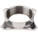 A silver metal retaining ring with a nut.