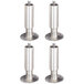Four stainless steel Beverage-Air seismic legs with four holes.
