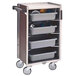 Lakeside 890 Medium-Duty Stainless Steel Enclosed Bussing Cart with Ledge Rods and Walnut Finish - 27 3/8" x 17 5/8" x 42 7/8" Main Thumbnail 1
