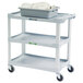 Lakeside 2501 Standard-Duty Gray Plastic Three Shelf Utility Cart - 36" x 18 1/2" x 35" Main Thumbnail 1