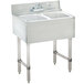 A stainless steel Advance Tabco bar sink with two compartments and a faucet.