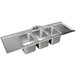 A stainless steel Advance Tabco three compartment drop-in bar sink.