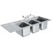 A stainless steel Advance Tabco drop-in bar sink with three compartments and a drainboard.
