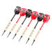 A group of darts with red and black tips.