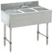 A stainless steel Advance Tabco underbar sink with three bowls and a faucet.