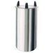 A Lakeside stainless steel dish dispenser with black handles on a silver tube.