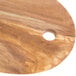 An American Metalcraft oval olive wood serving board with a hole in it.