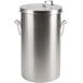 A silver stainless steel Vollrath ice cream pail with a lid and handle.