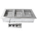 A stainless steel Advance Tabco drop-in hot food well unit with three sealed compartments.
