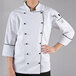 Chef Revival Gold Chef-Tex LJ044 Ladies White Customizable Brigade Jacket with Black Piping Main Thumbnail 2