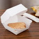 Microwavable Hinged White Paper Take Out Container 4" x 4" x 3" - 500/Case Main Thumbnail 1