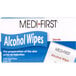 A box of 50 Medi-First alcohol wipes.