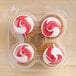 4 Compartment Clear Hinged High Dome Cupcake Container - 5/Pack Main Thumbnail 6
