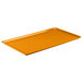 A close-up of an orange rectangular Cambro dietary tray.