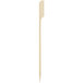 A bamboo paddle pick with a white background.
