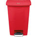 Rubbermaid 1883566 Streamline Resin Red Front Step-On Rectangular Trash Can - 52 Qt. / 13 Gallon Main Thumbnail 2