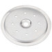 A silver circular stainless steel disc with 8 holes.