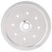 A circular stainless steel disc with 8 holes.