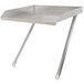 A silver metal detachable drainboard with two legs.
