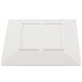 A white square Thunder Group Jazz melamine plate with a square center and a crackle-finished border.
