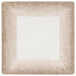 A white square melamine plate with a brown crackle-finished border.