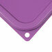 A purple Cambro CamSquare lid with a hole in the middle.