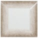 A white square Thunder Group melamine plate with a brown crackle-finished border.