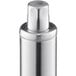 A close-up of a silver cylinder with a cap on one end.