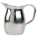 An American Metalcraft stainless steel bell pitcher with a handle and hammered finish.