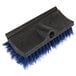 A black brush with blue bristles on it.