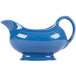 A blue ceramic Fiesta sauce boat with a handle.