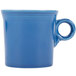 A Fiesta Lapis blue china coffee mug with a handle.