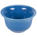 A blue Fiesta china bouillon bowl with a white rim.