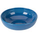 A Fiesta Lapis china bistro bowl with a blue rim and circle in the middle on a white background.