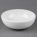 A Fiesta white china bistro bowl on a gray surface.