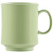 A close-up of a green GET Diamond Harvest Tritan mug with a handle.